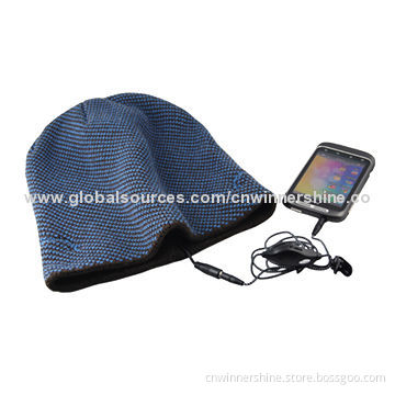 Winter Warm Stereo Audio Beanie Headphone, 50% Acrylic Fibers, 50% Cotton, OEM, ODM